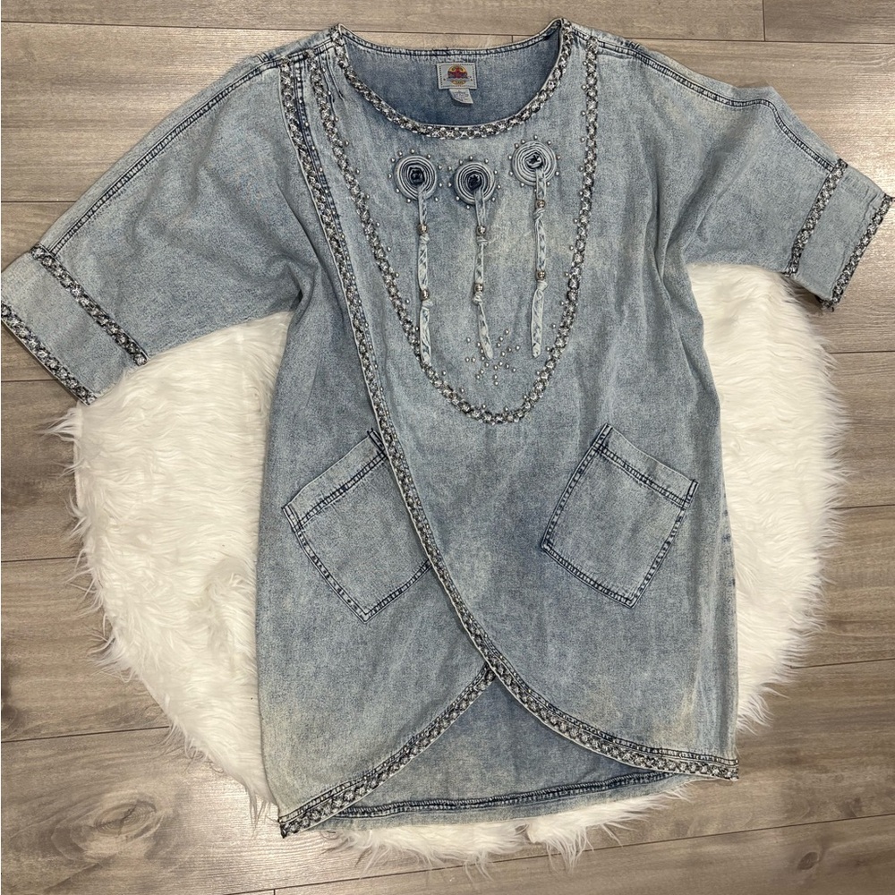 Blue Creek Jeans Vintage Denim Tunic with Embellishments Size L